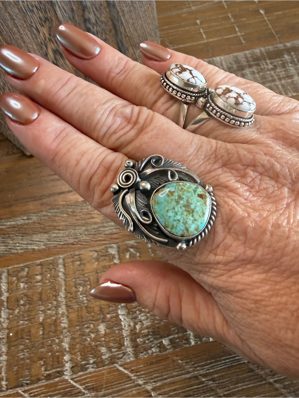 Jimmy Lee Statement Ring - Mine 8 turquoise, Signed Sterling & signed by Artist
